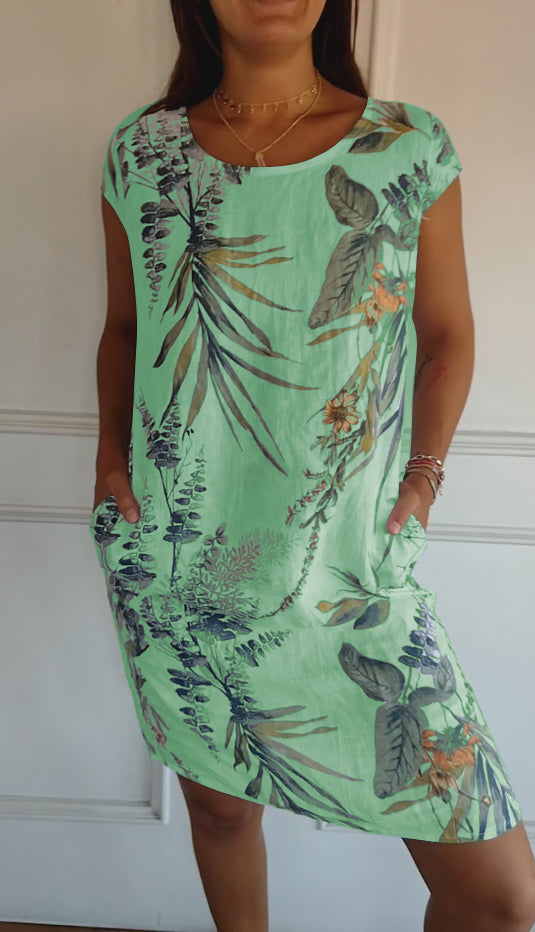 Women's Round Neck All-Day Comfort Midi Dress — product view