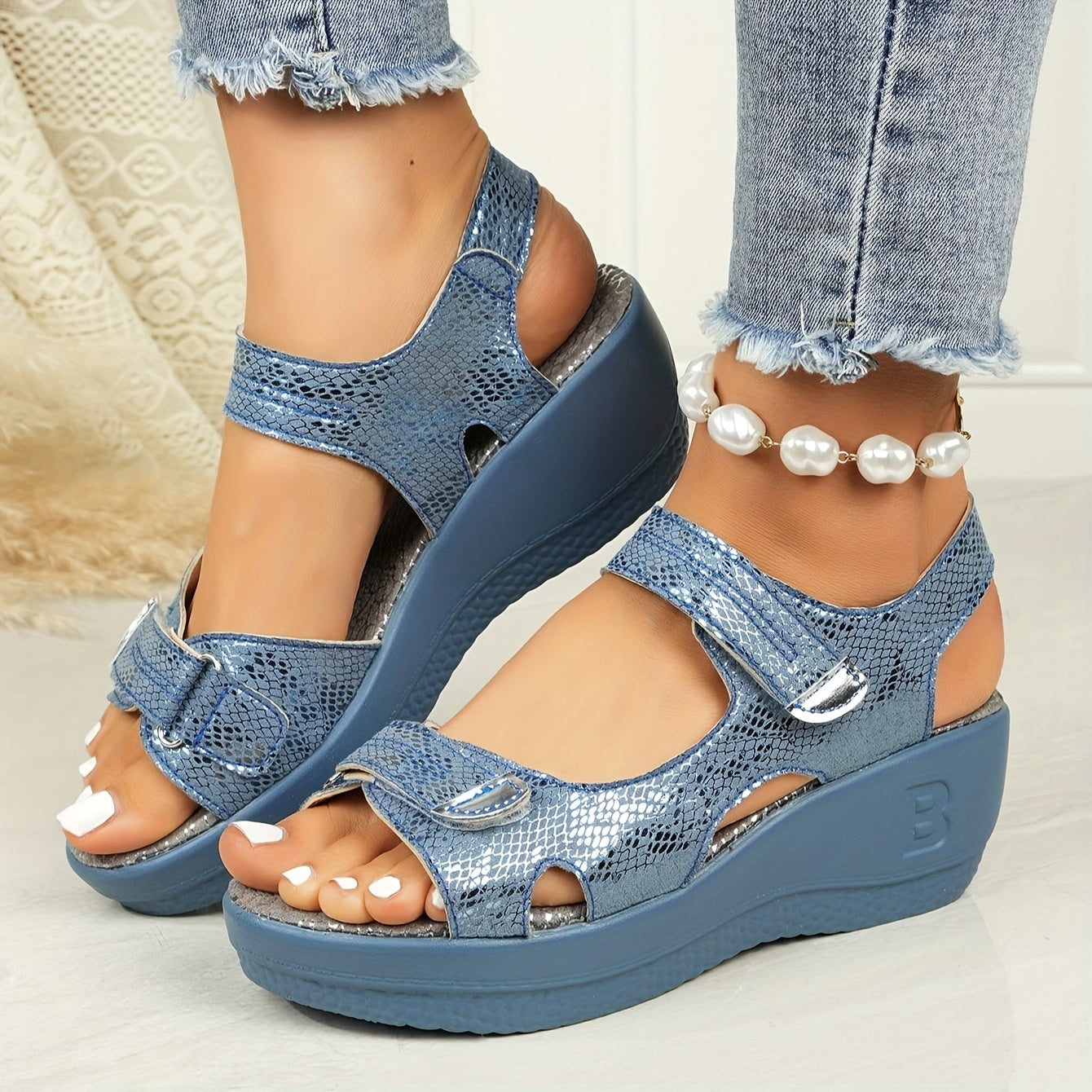 Women's Adjustable Wedge Sandals — close-up