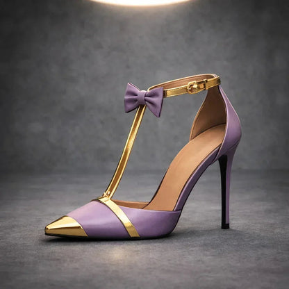Women's Bow Stiletto Heels with Ankle Strap — side view