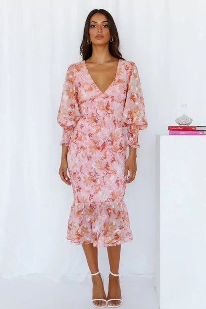 Women's Floral Evening Wedding Guest Maxi Dress — side view