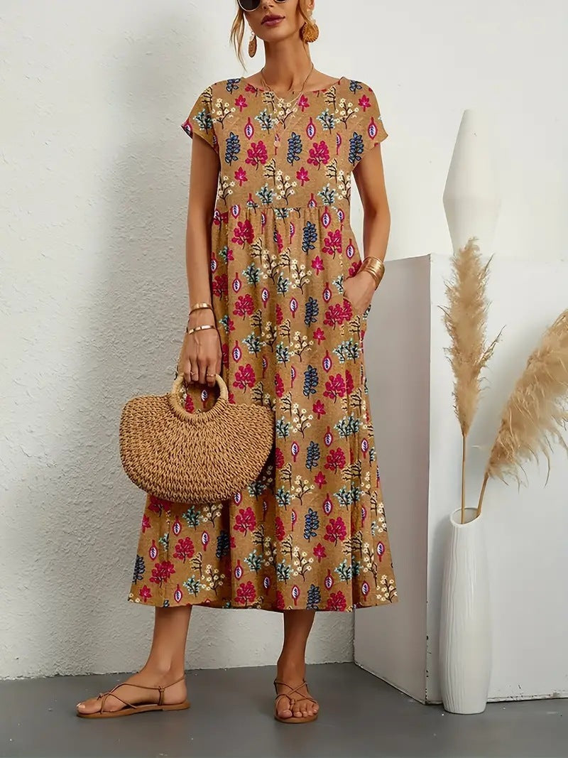 Women's Floral Summer Midi Dress — side view