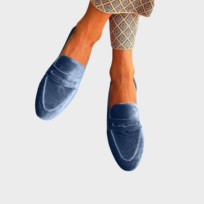 Slip-On Velvet Penny Loafers for Women