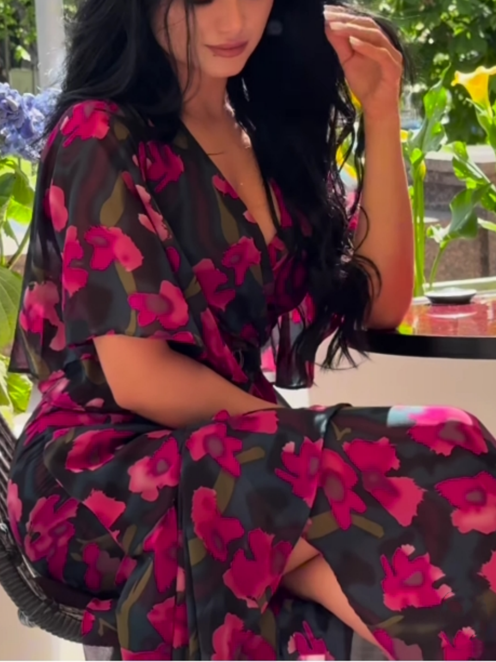 Women's Printed Retro Style Midi Dress — front view