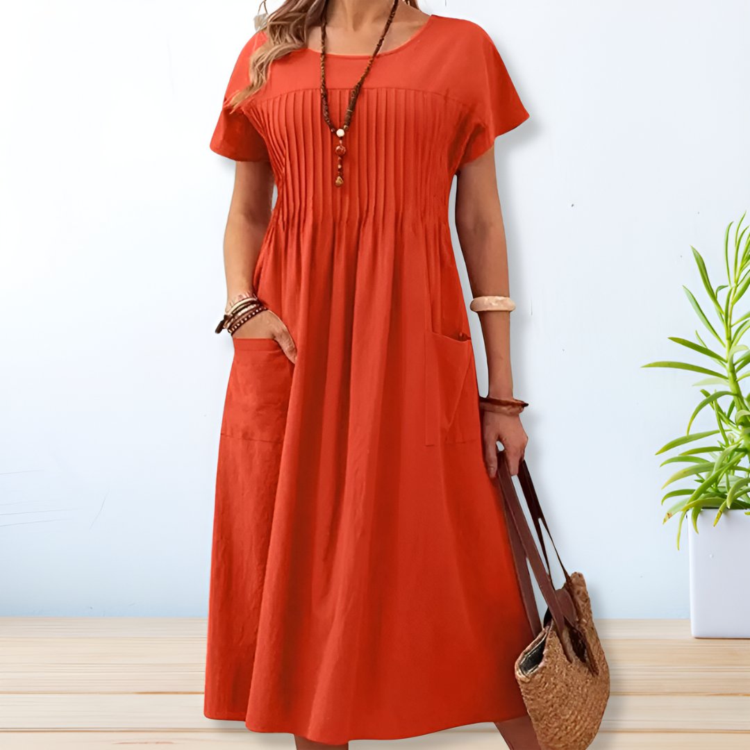 Women's Knit Collar Button Midi Dress — product view