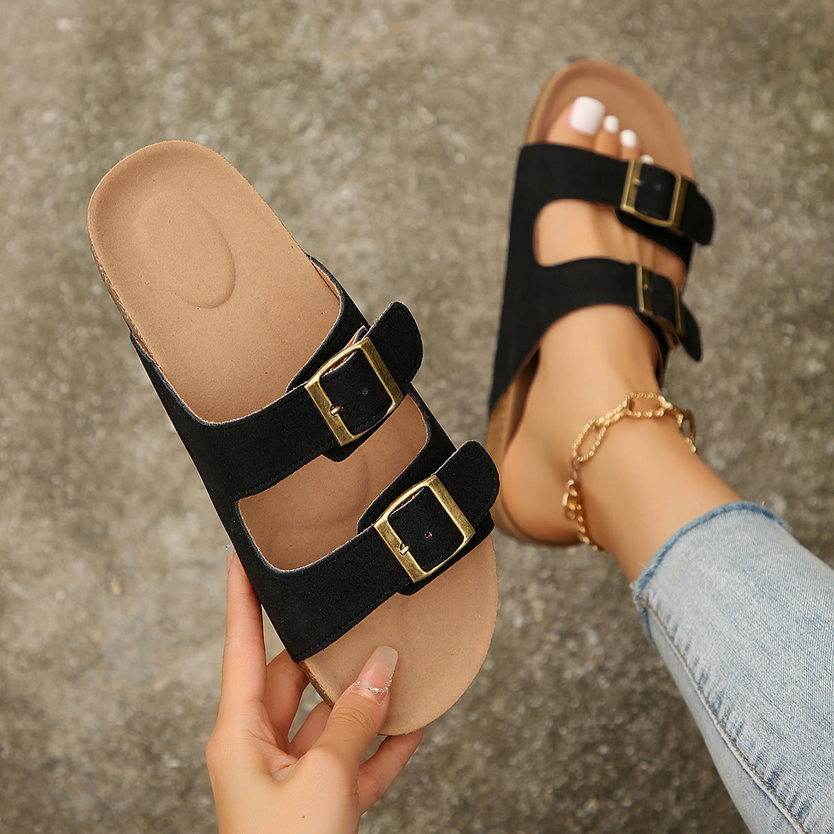 Women's Strappy Toe Ring Flat Sandals — product view