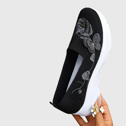 Women's Embroidered Slip-On Sneakers — front view