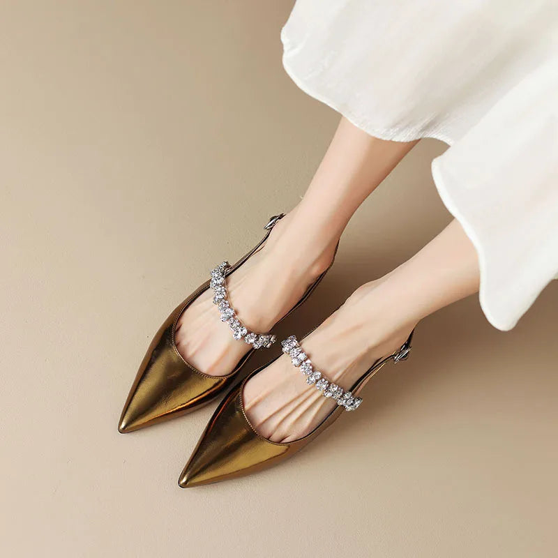 Women's Crystal Strap Slingback Pumps — front view