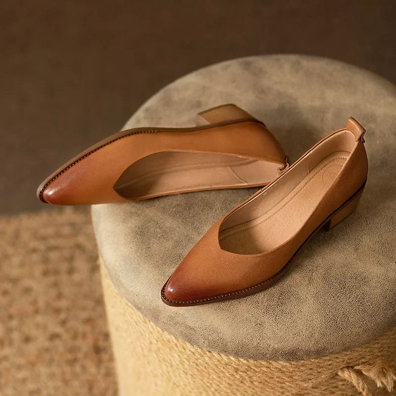 Women's Block Heel Pumps Pointed Toe Slip-On Work Shoes — detail view