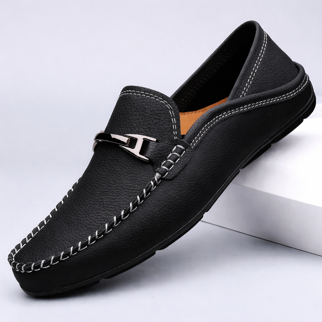 Men's Leather Slip-On Loafers — side view