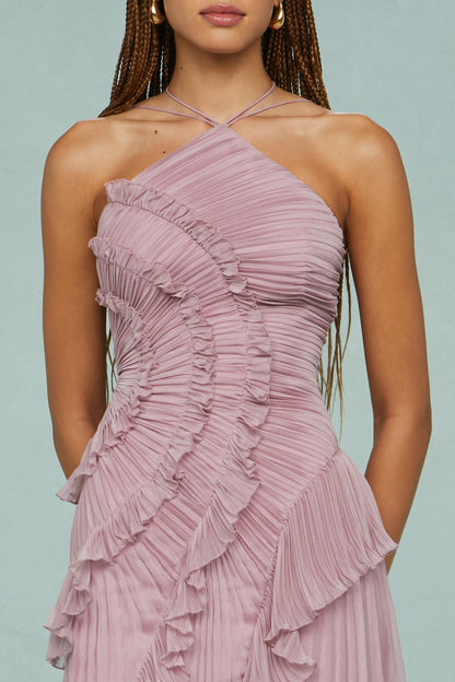 Women's Halter Wedding Guest Midi Dress — product view