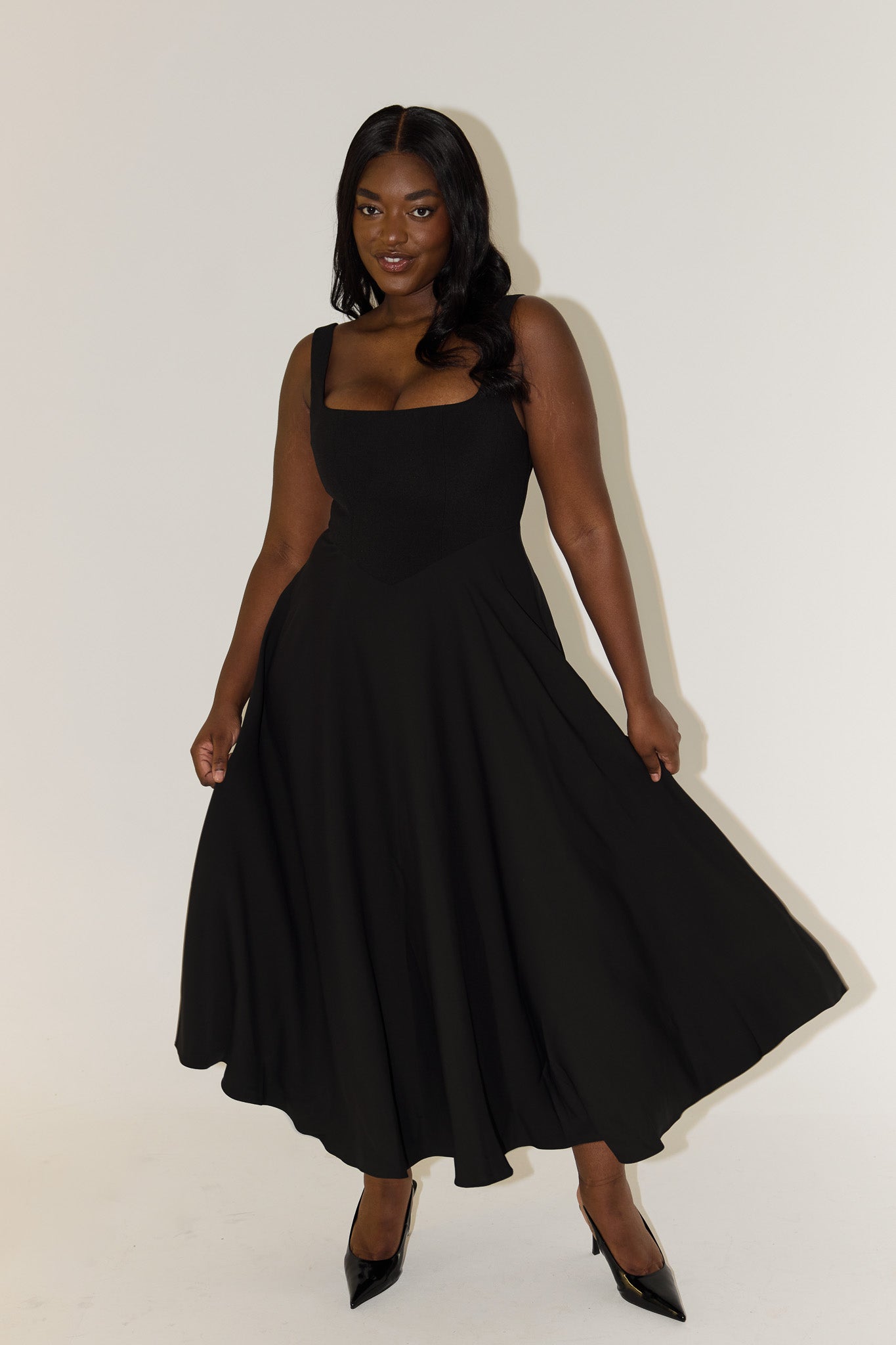 Women's Flowy Event Midi Dress — close-up