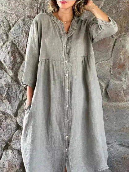 Button-Down Midi Shirt Dress for Women — side view