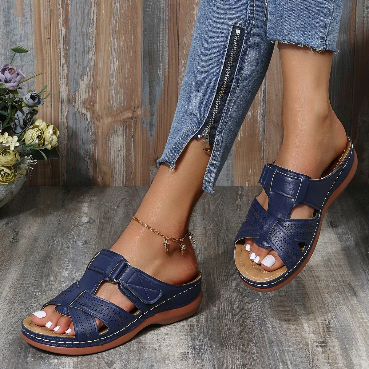 Women's Contoured Orthopedic Wedge Sandals — side view