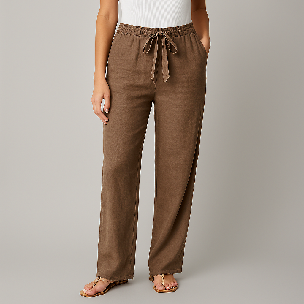 Women's Linen-Cotton Wide-Leg Pants — detail view