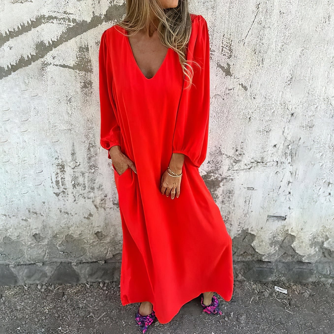 Women's Flowing Special Event Maxi Dress — close-up
