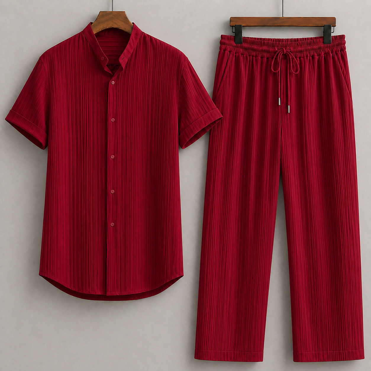 Men's Linen Shirt & Drawstring Pants Set — detail view