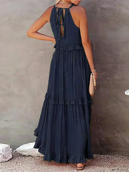 Women's Sleeveless Ruffle Day-to-Evening Midi Dress — detail view