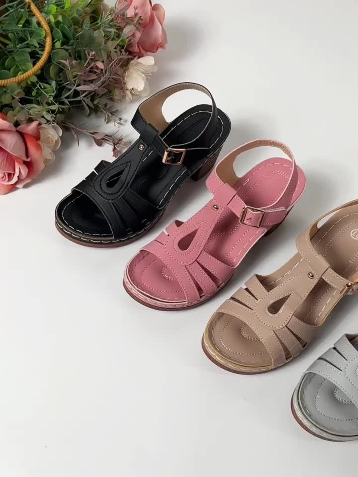 Women's Block Heel Cushioned Sandals — product view