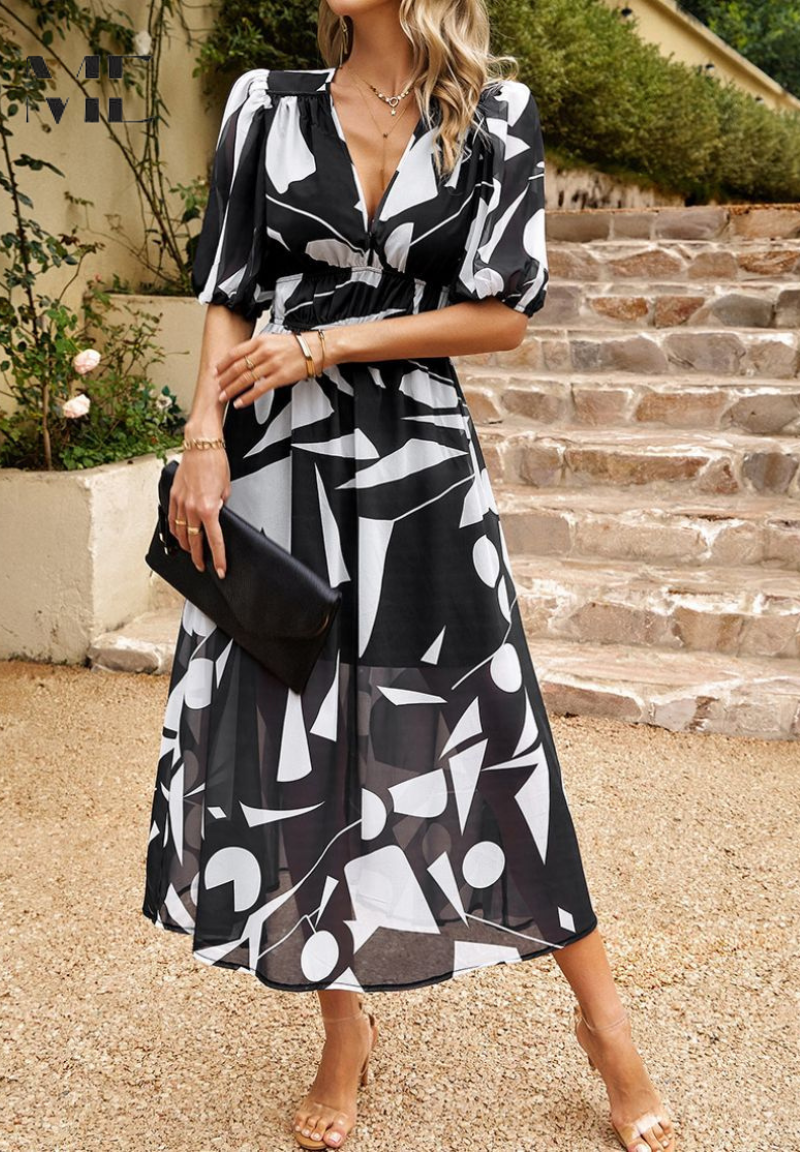 Women's Floral Print Casual Midi Dress — product view