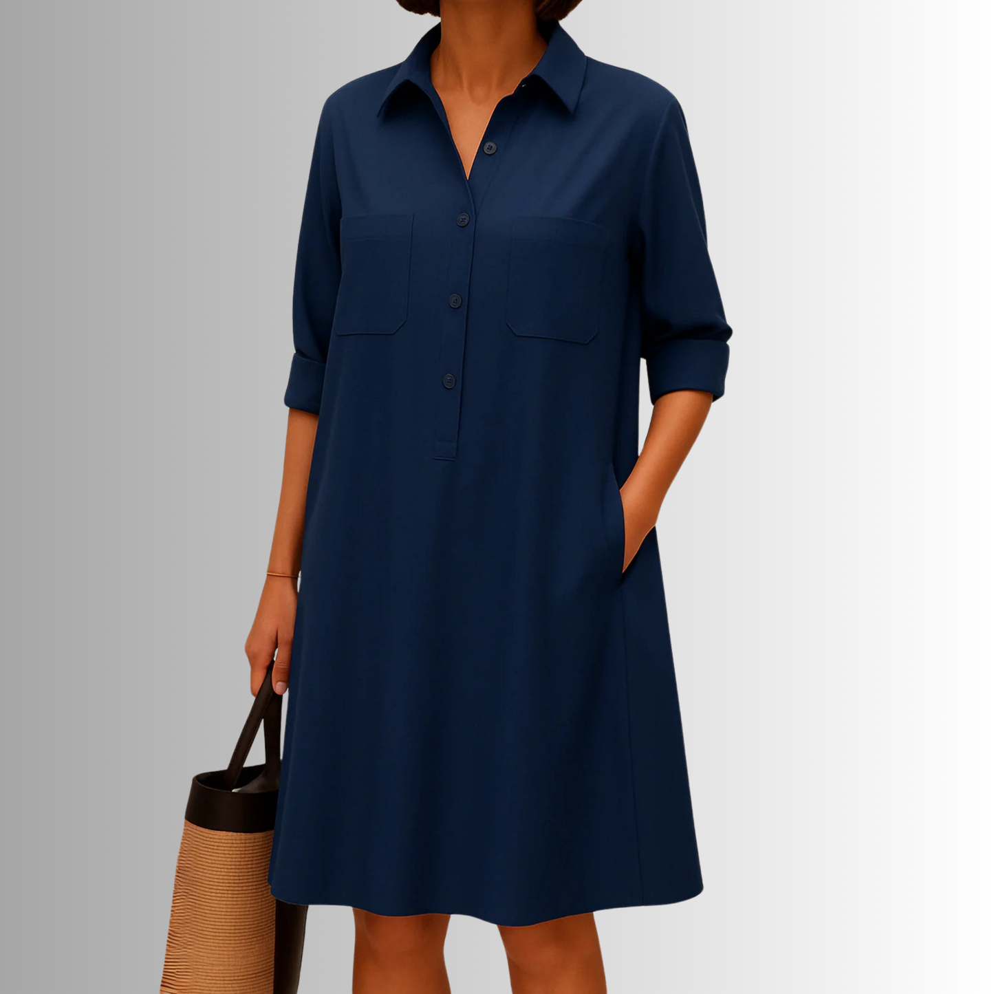 Women's A-Line Button Summer Dress — detail view