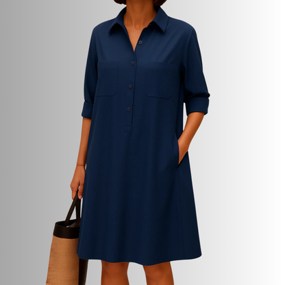 Women's A-Line Button Summer Dress — detail view