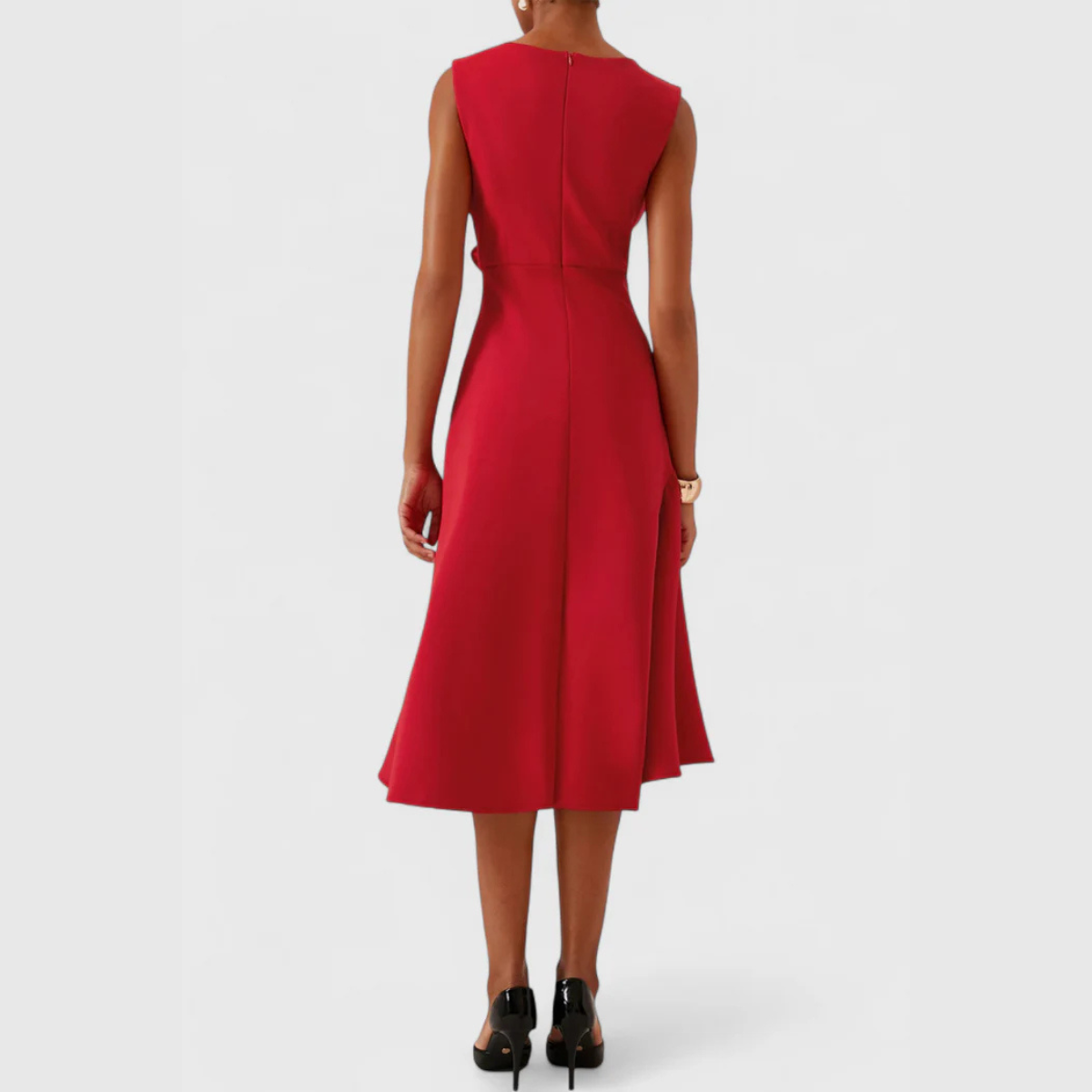Women's Asymmetric Formal Midi Dress — front view