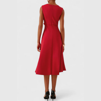 Women's Asymmetric Formal Midi Dress — front view