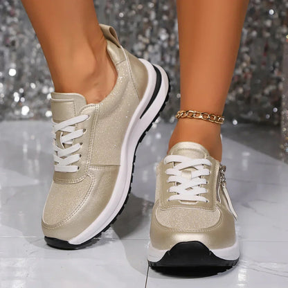 Women's Platform Lace-Up Zip Sneakers — side view