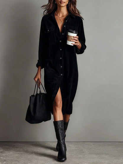 Women's Flared Hem Polished Evening Midi Dress — detail view