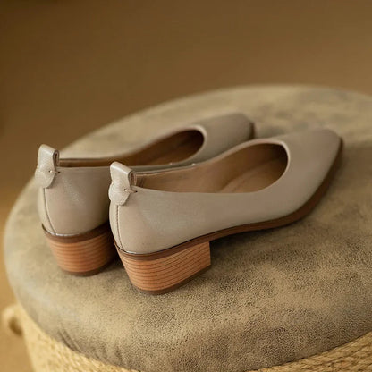 Women's Block Heel Pumps Pointed Toe Slip-On Work Shoes — close-up