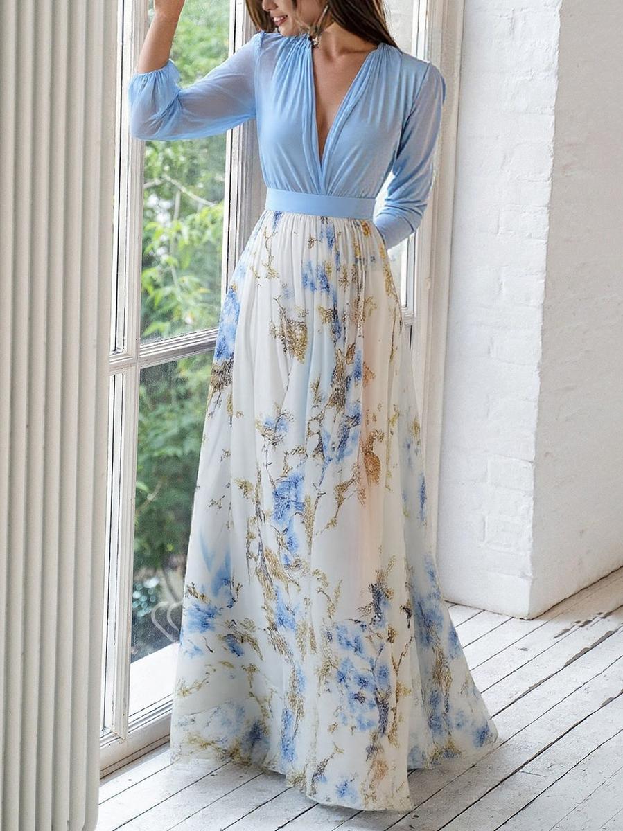 Women's Floral Print Casual Maxi Dress — detail view