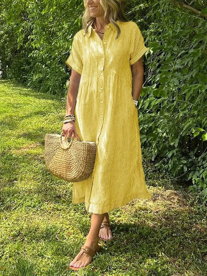 Striped Button-Up Maxi Dress for Women