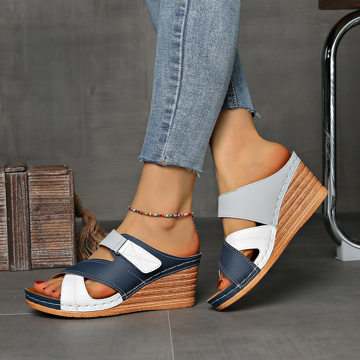 Women's Platform Wedge Slide Sandals — product view