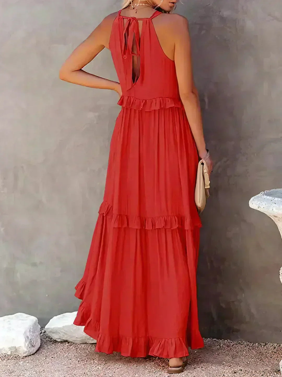 Women's Sleeveless Ruffle Day-to-Evening Midi Dress — detail view