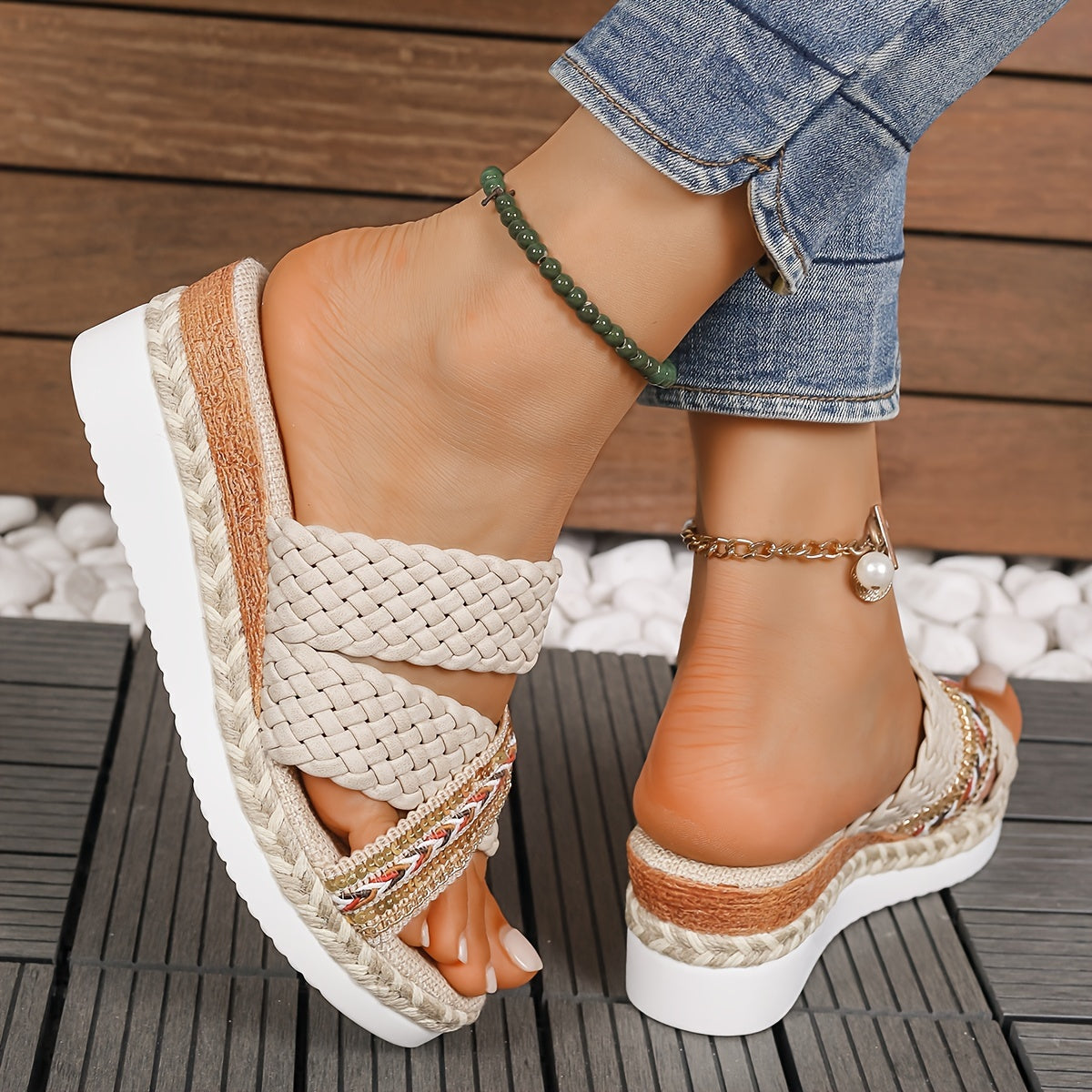 Women's Woven Slip-On Sandals — side view