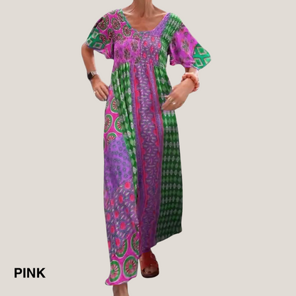 Women's Paisley Print Casual Evening Midi Dress — side view