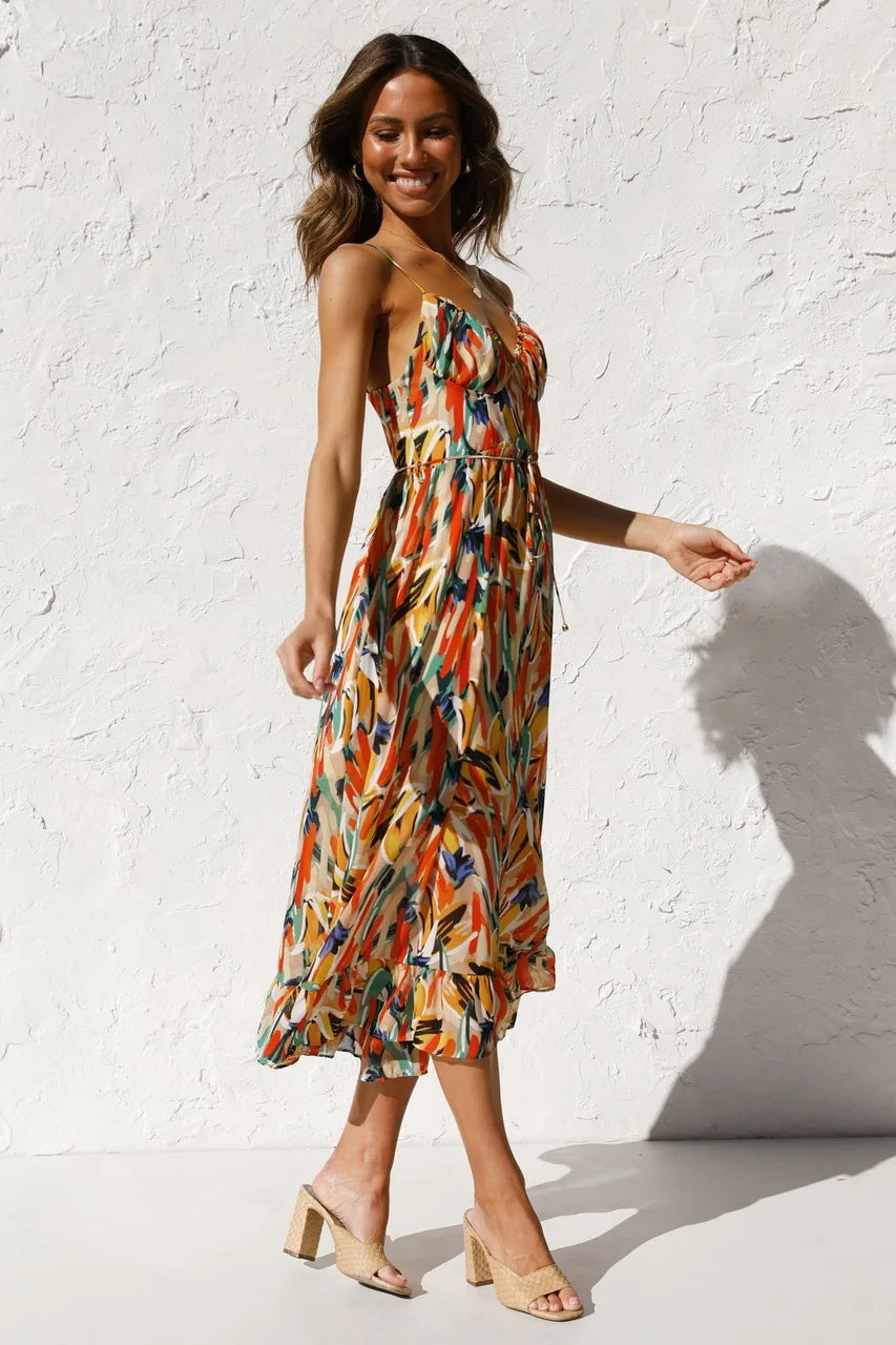 Women's Floral Special Event Midi Dress — side view