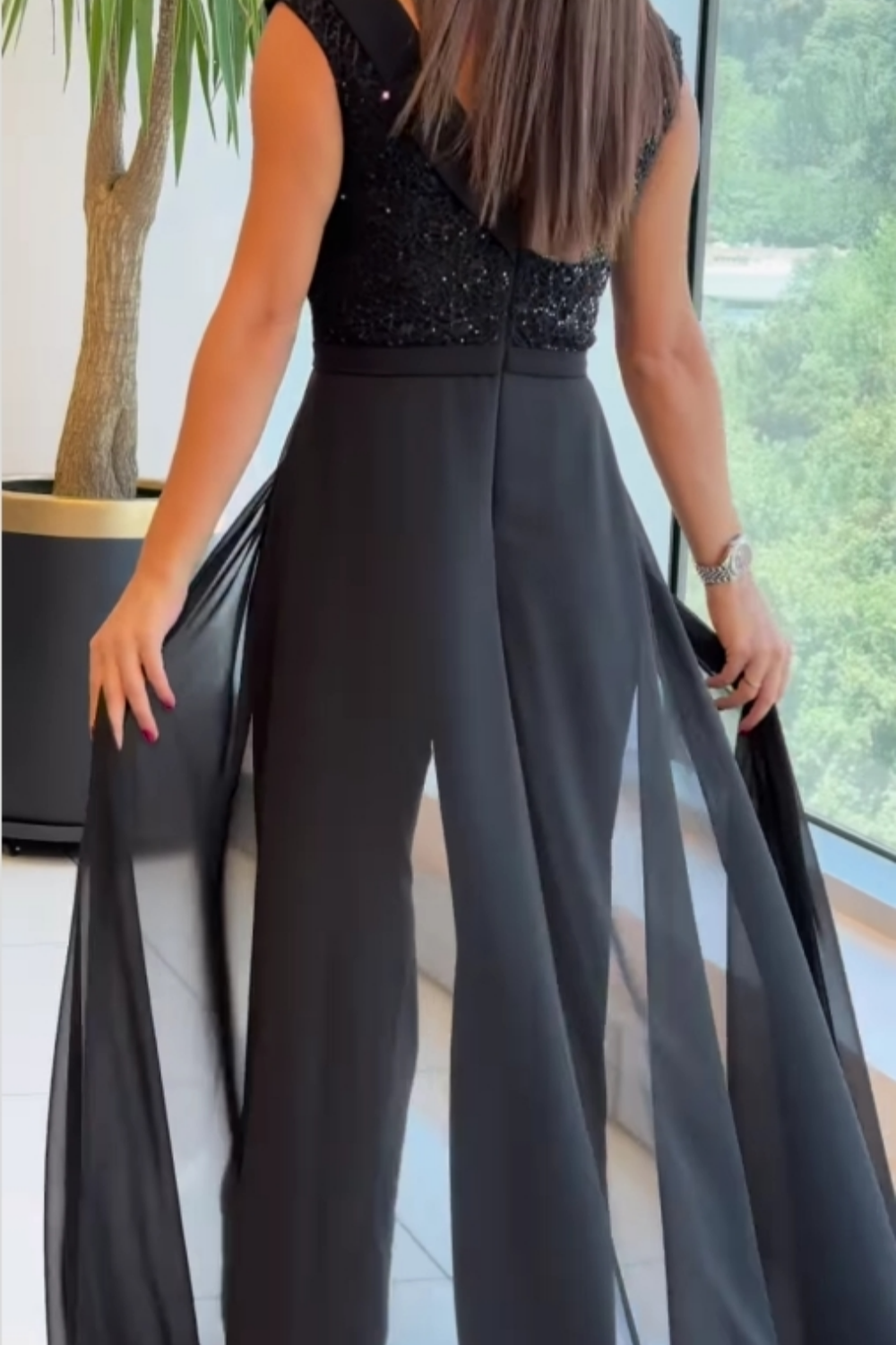 Women's Crew-Neck Casual Jumpsuit — product view