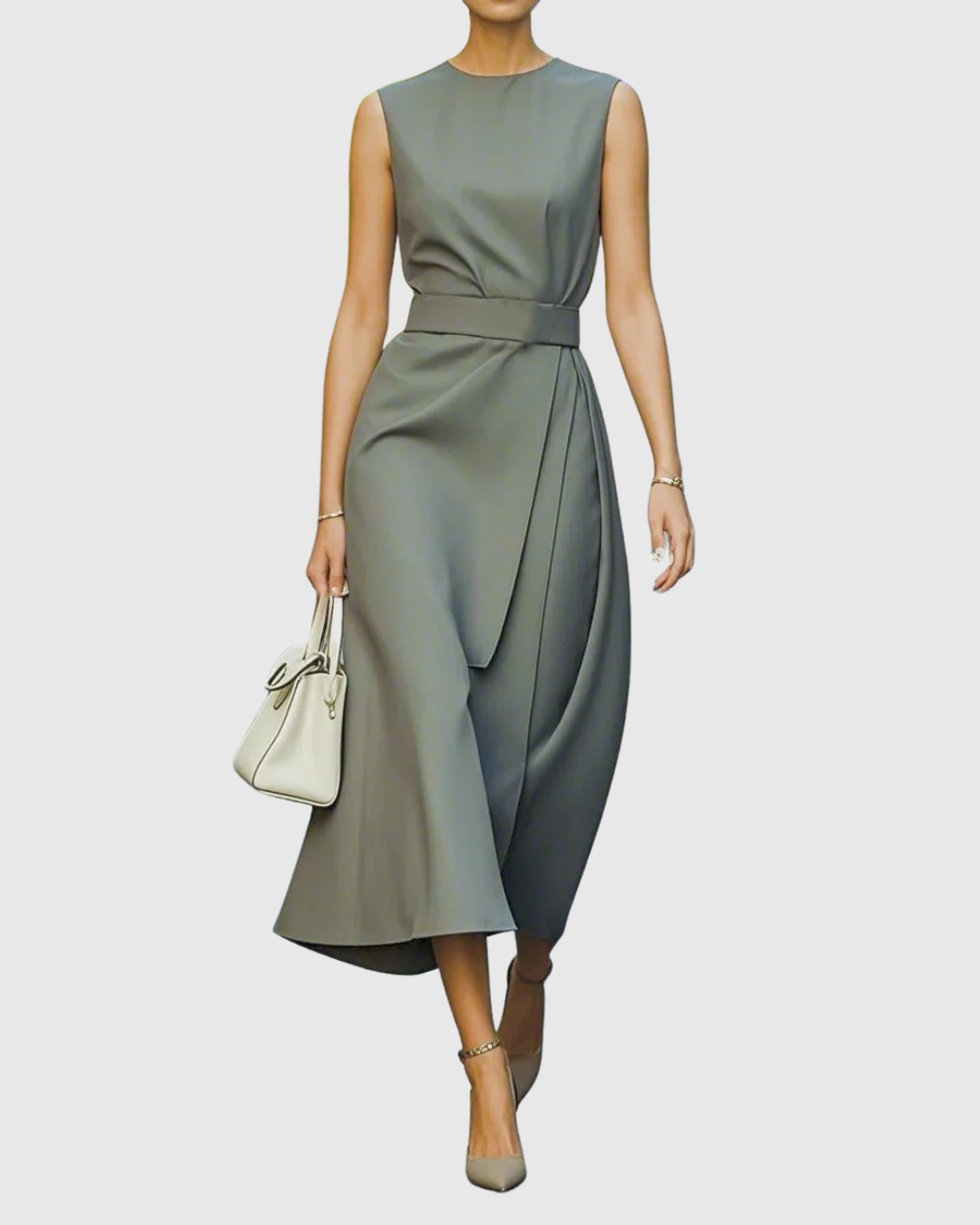 Women's Sleeveless Special Occasion Midi Dress — front view