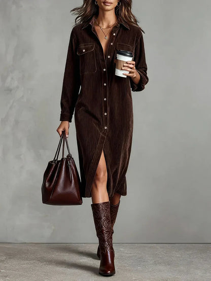 Women's Flared Hem Polished Evening Midi Dress — product view