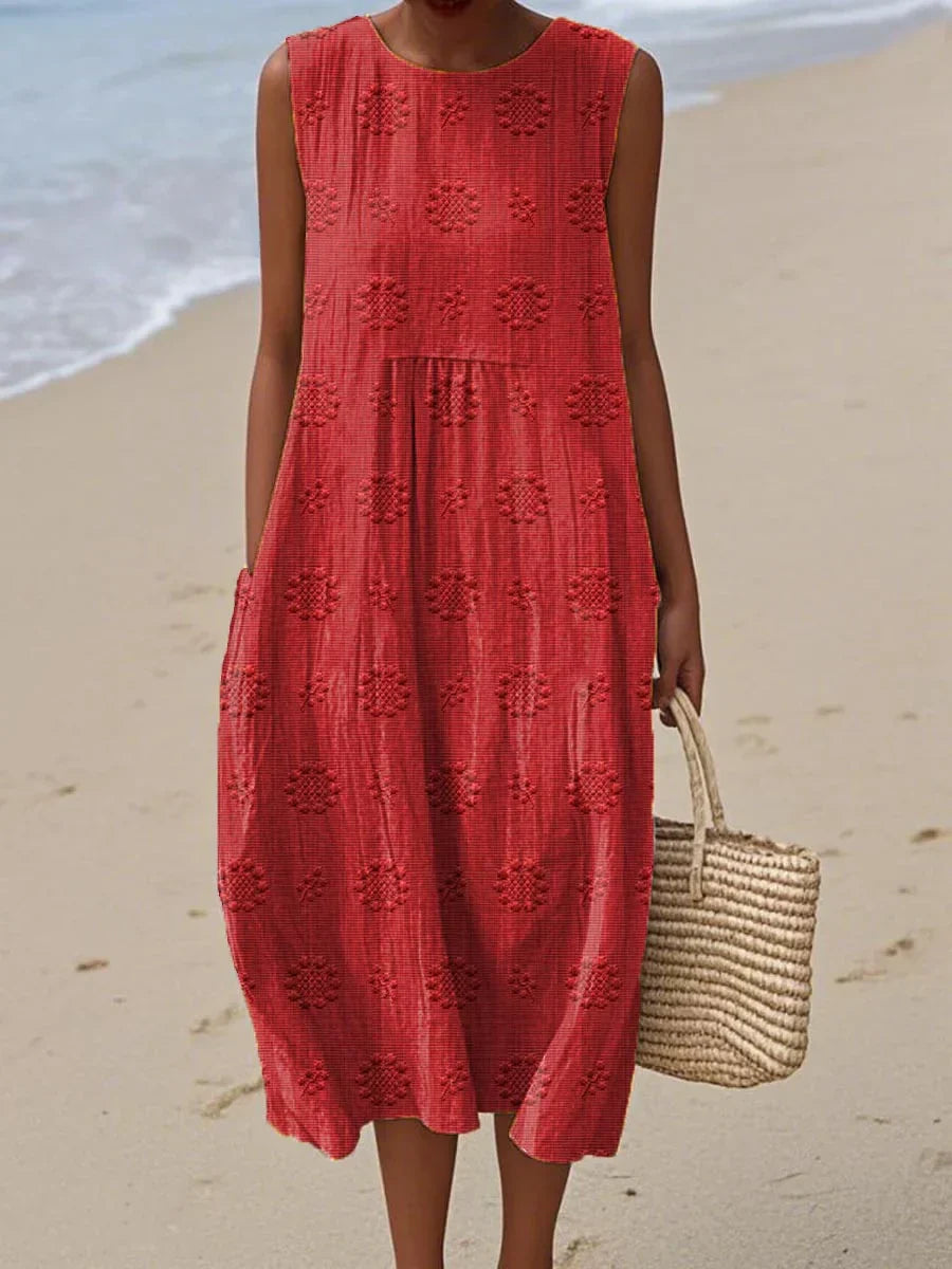 Women's Sleeveless Casual Summer Midi Dress — close-up