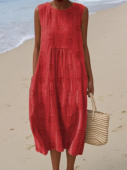 Women's Sleeveless Casual Summer Midi Dress — close-up