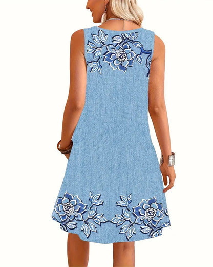 Women's Sleeveless Casual Evening Midi Dress — front view