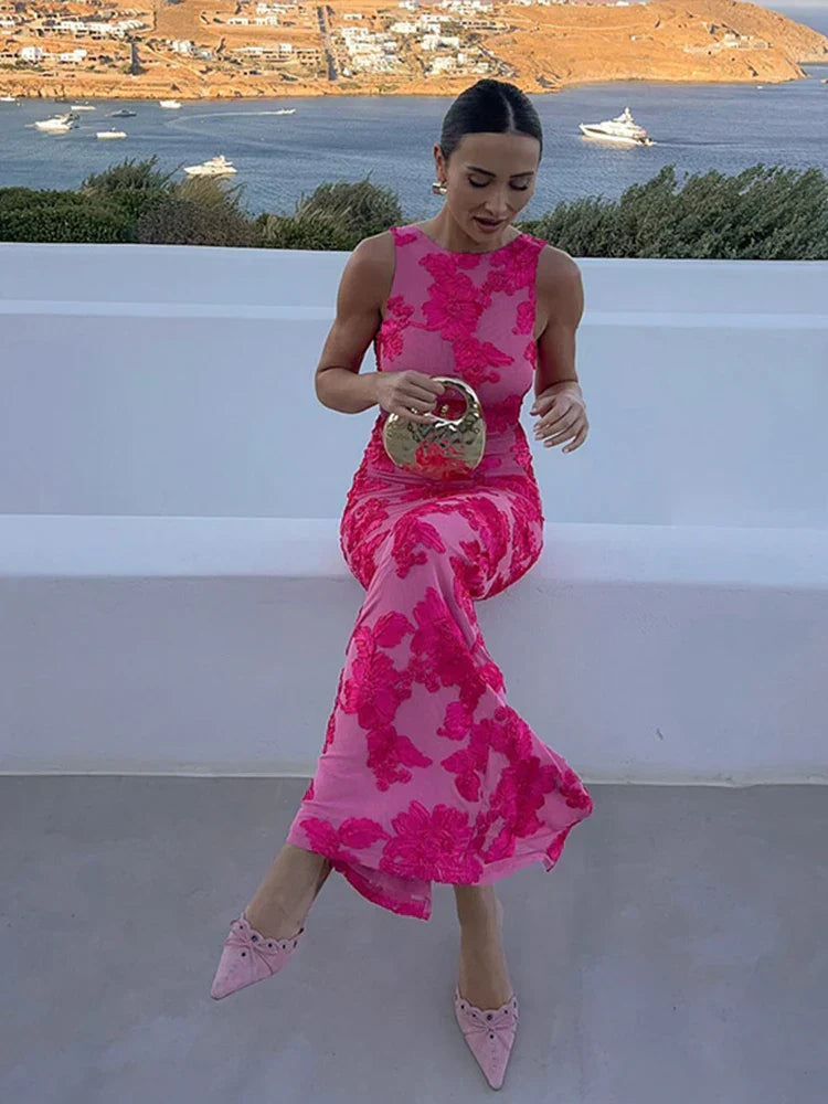 Sleeveless Floral Maxi Dress for Women