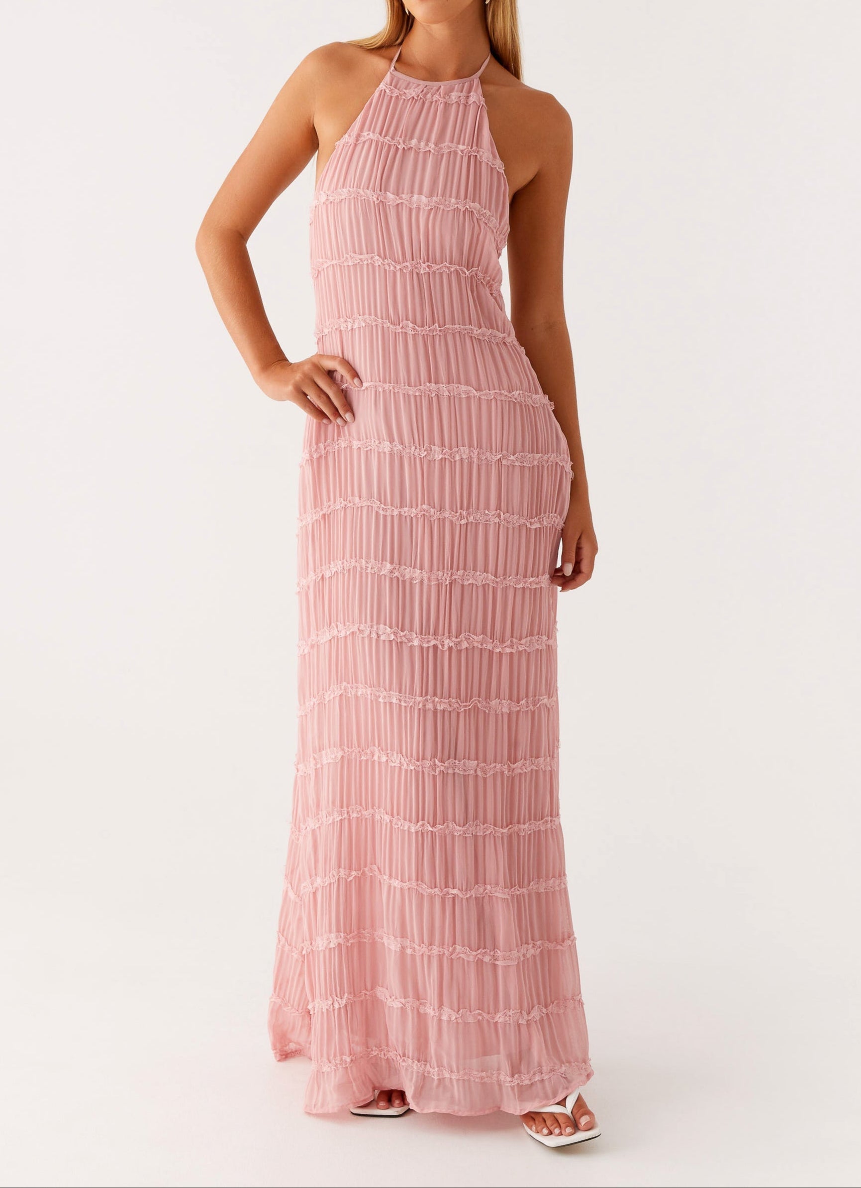 Women's Halter Evening Maxi Dress — side view