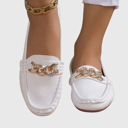 Women's Slip-On Loafers with Chain Detail — side view