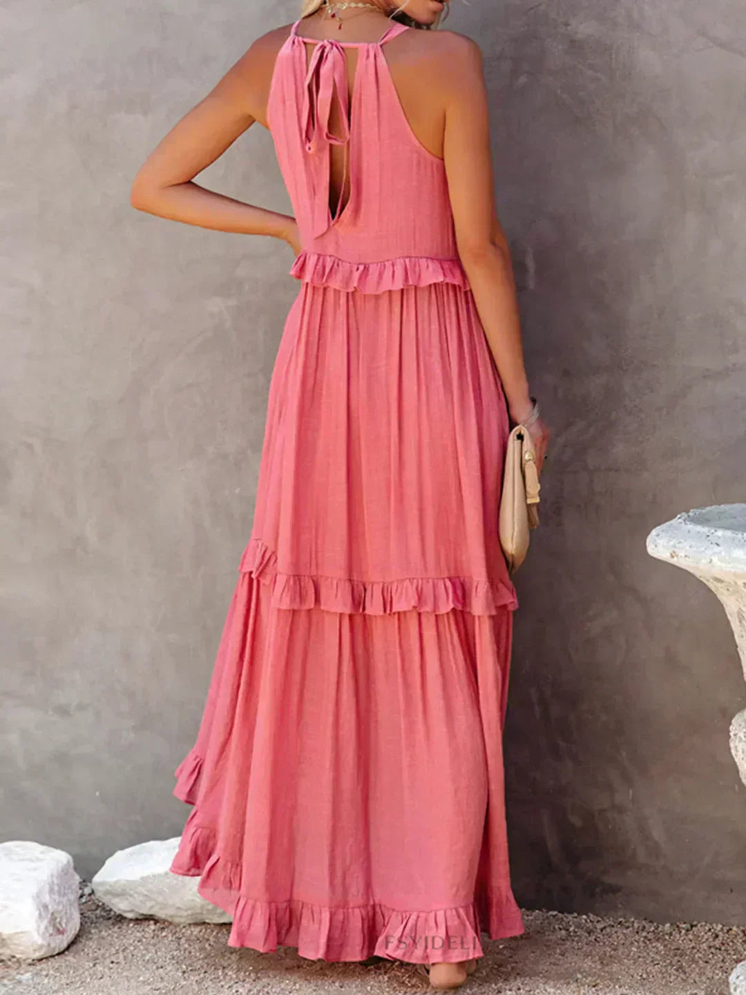 Women's Sleeveless Ruffle Day-to-Evening Midi Dress — close-up