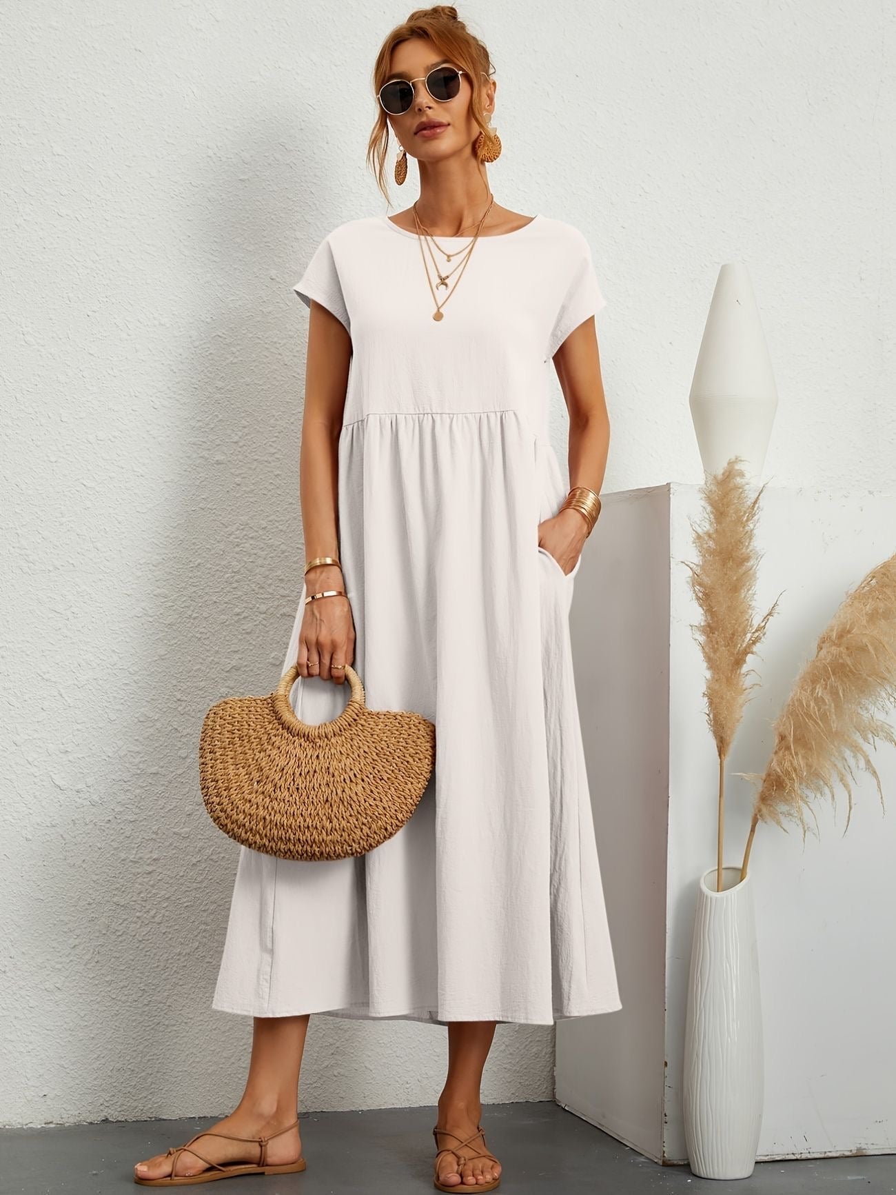 Women's Lightweight Summer Midi Dress — close-up