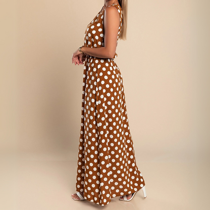 Women's Polka Dot Casual Vacation Maxi Dress — detail view
