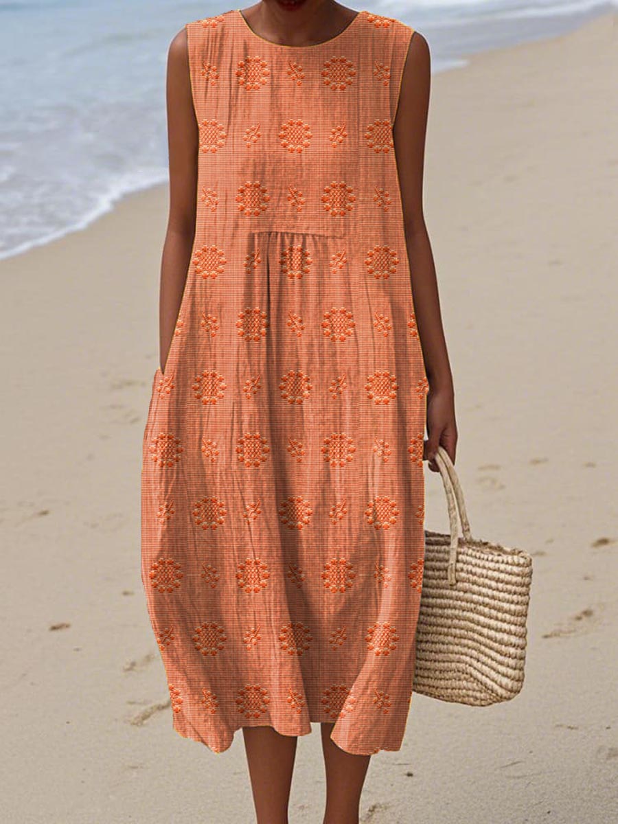 Women's Sleeveless Casual Summer Midi Dress — front view